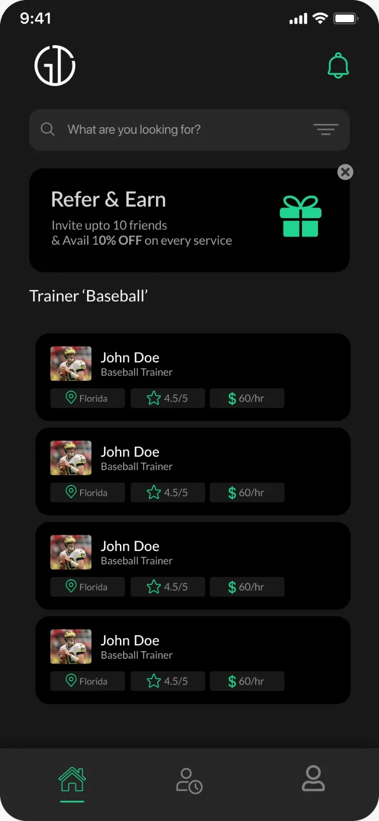 Trainer messaging and call interface to stay connected with clients.